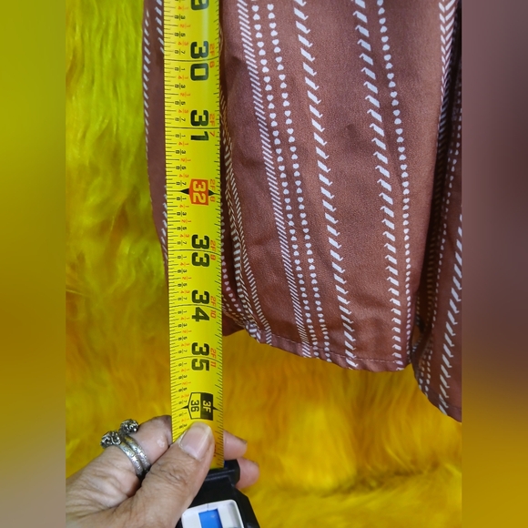 🤎  Rush Women’s 2X Boho Dress | Rust Striped Elastic Waist Midi Dress - Picture 2 of 6